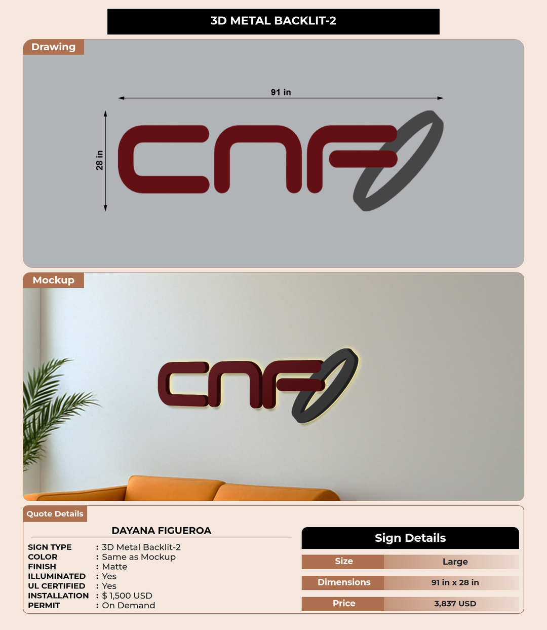 CUSTOM MOCKUP SIGN FOR Dayana Figueroa