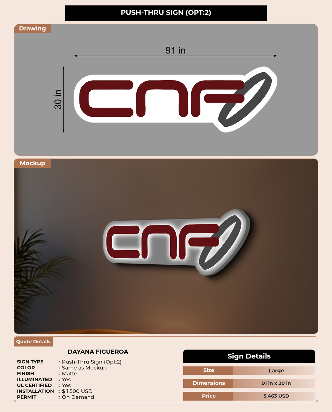 CUSTOM MOCKUP SIGN FOR Dayana Figueroa
