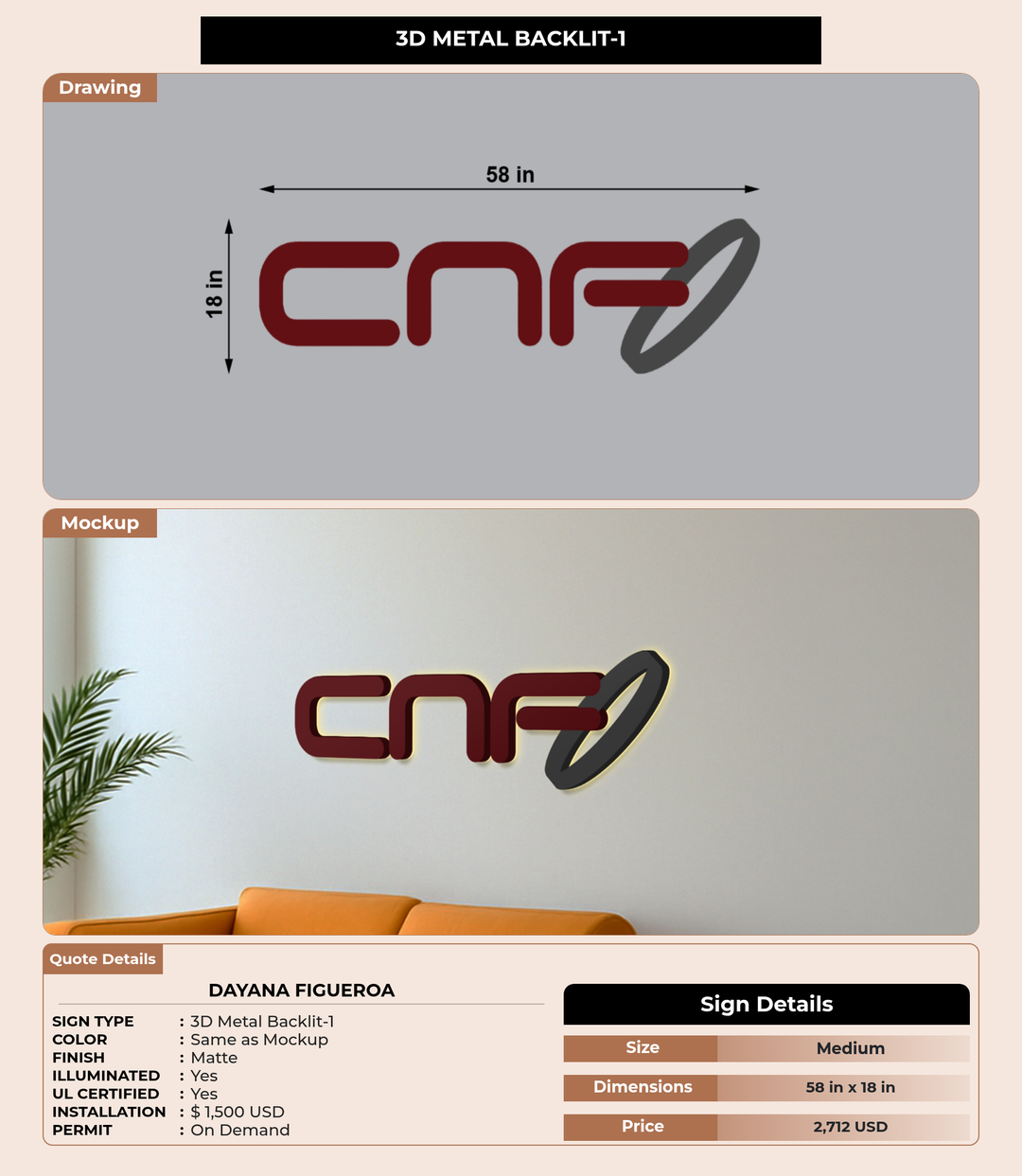 CUSTOM MOCKUP SIGN FOR Dayana Figueroa