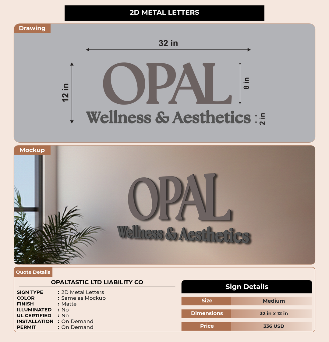 CUSTOM MOCKUP SIGN FOR Opaltastic LTD liability co