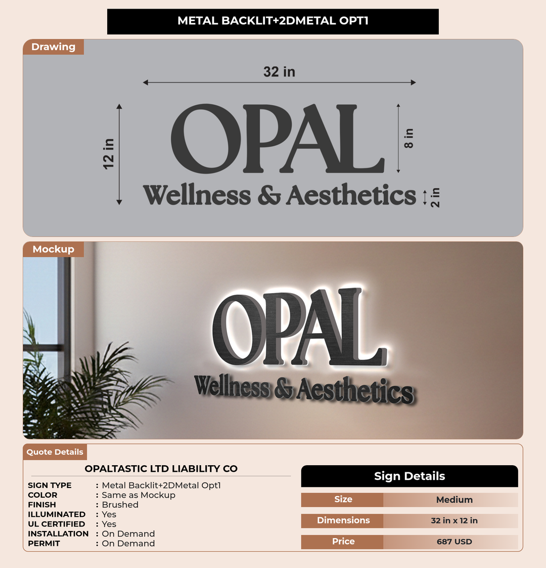 CUSTOM MOCKUP SIGN FOR Opaltastic LTD liability co