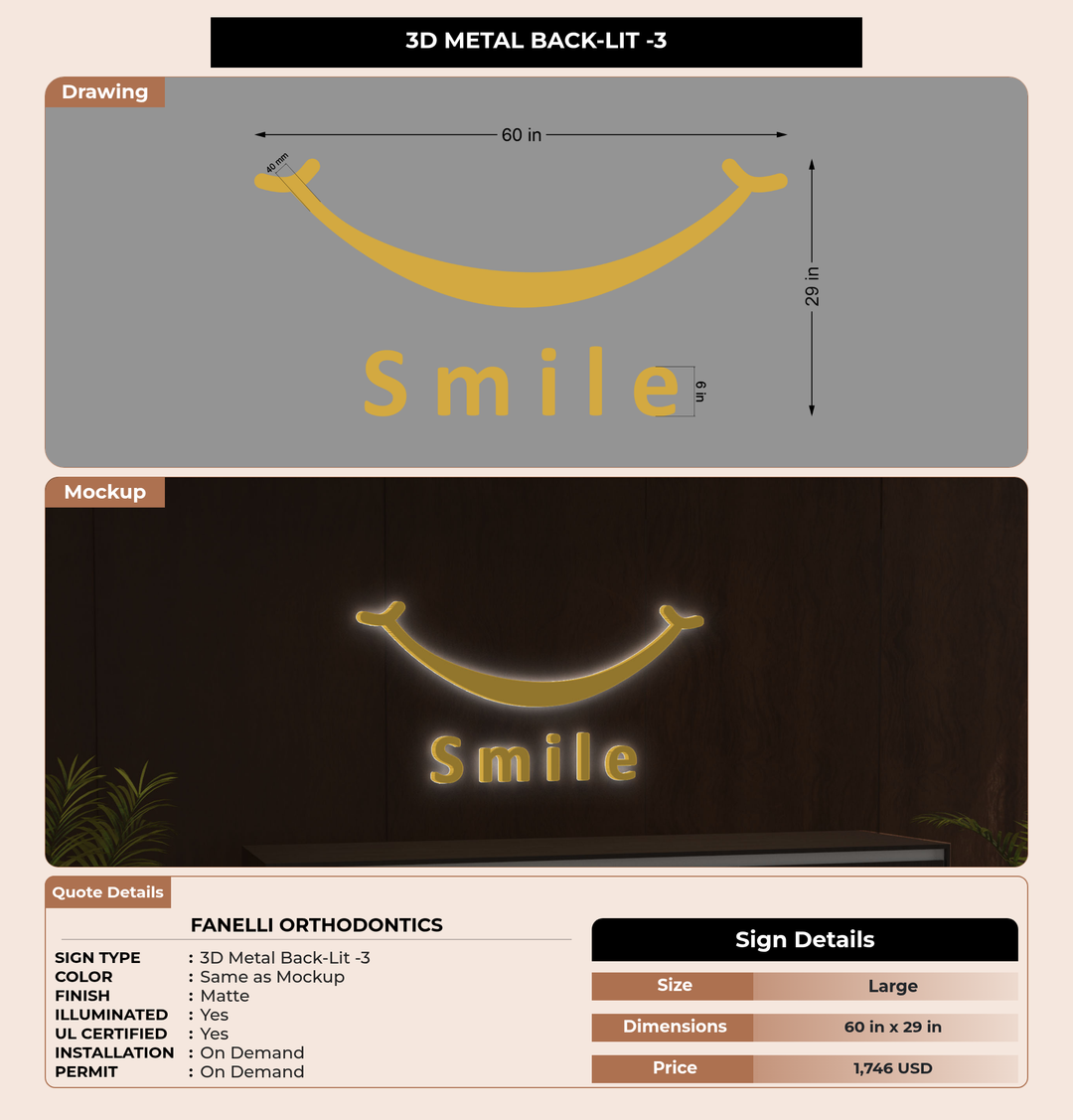 CUSTOM MOCKUP SIGN FOR Fanelli Orthodontics