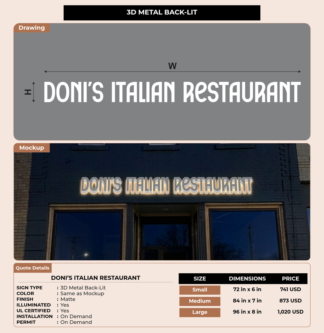 CUSTOM MOCKUP SIGN FOR Doni’s Italian restaurant