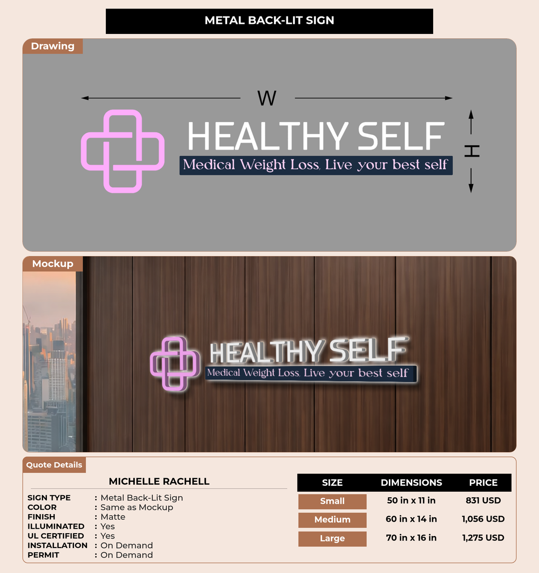 CUSTOM MOCKUP SIGN FOR Michelle Rachell