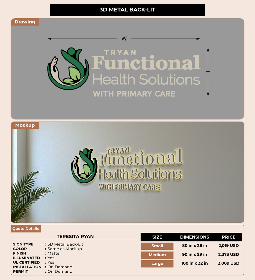 CUSTOM MOCKUP SIGN FOR Teresita Ryan