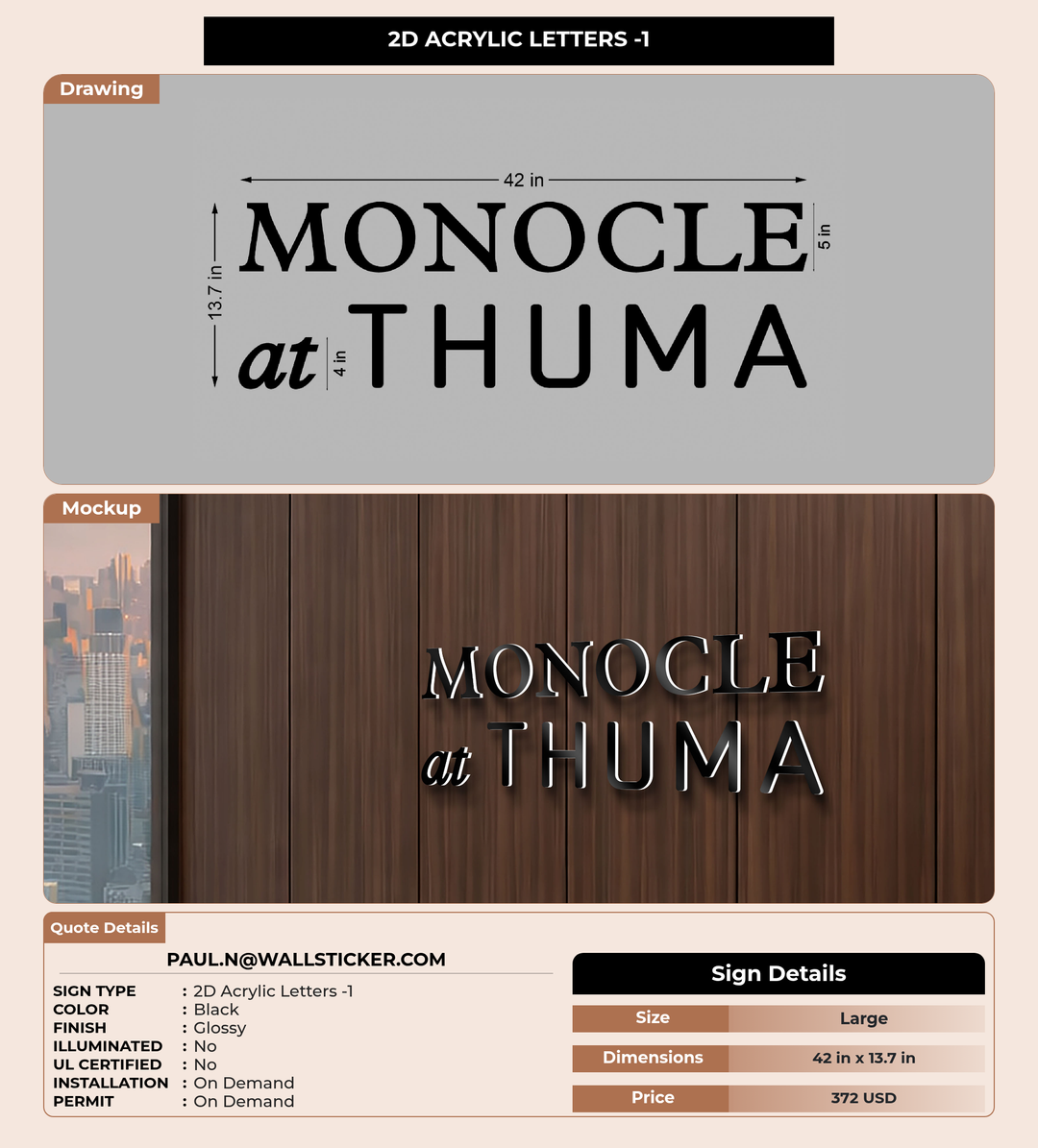 CUSTOM MOCKUP SIGN FOR paul.n@wallsticker.com