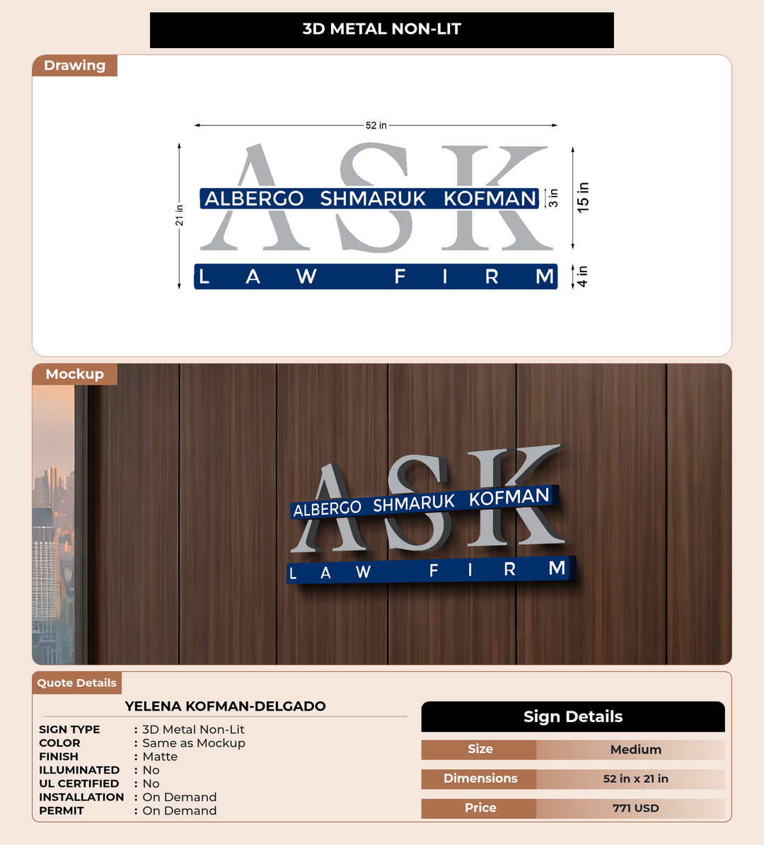 CUSTOM MOCKUP SIGN FOR Yelena Kofman-Delgado