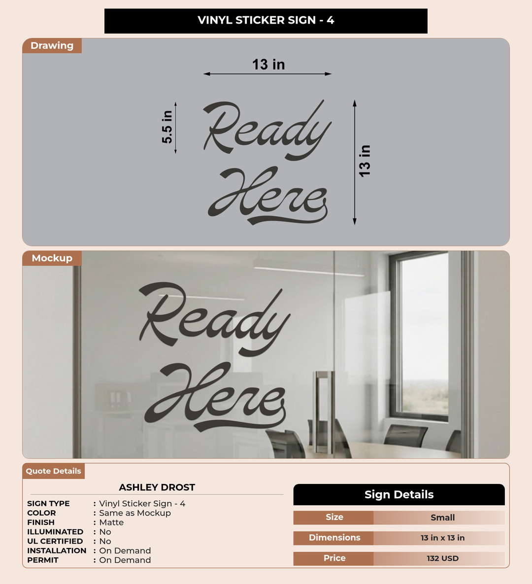 CUSTOM MOCKUP SIGN FOR Ashley Drost