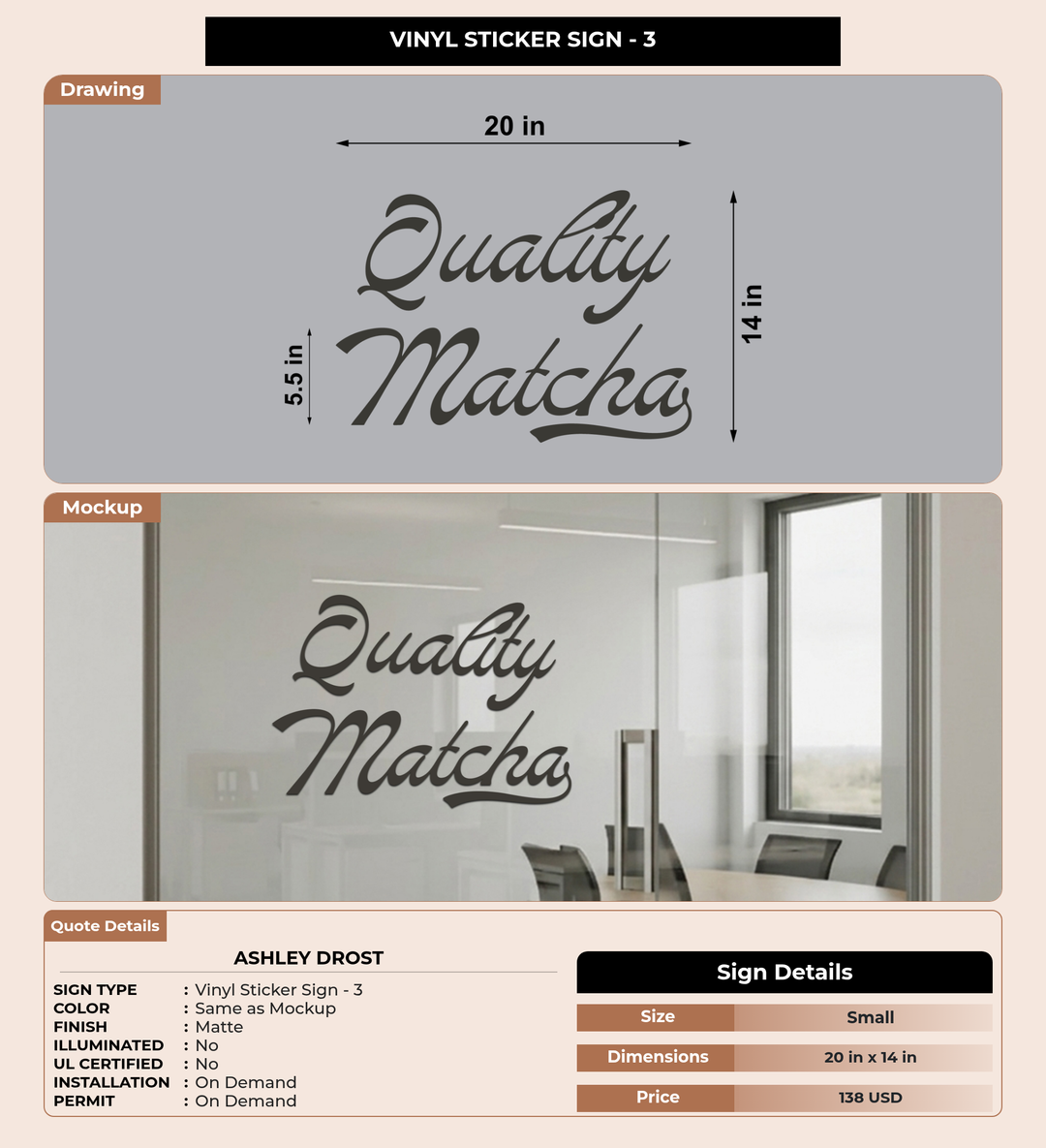 CUSTOM MOCKUP SIGN FOR Ashley Drost