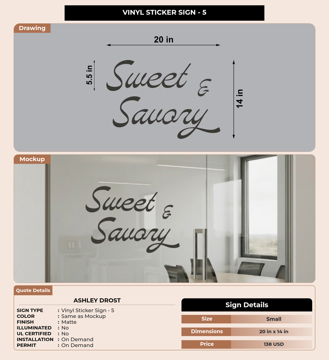 CUSTOM MOCKUP SIGN FOR Ashley Drost