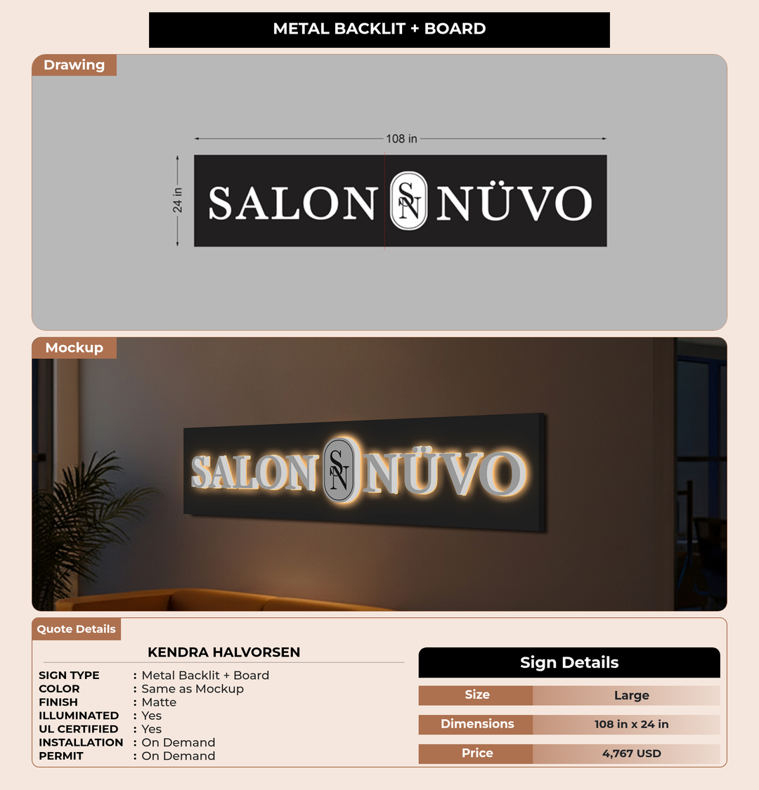 CUSTOM MOCKUP SIGN FOR Kendra Halvorsen