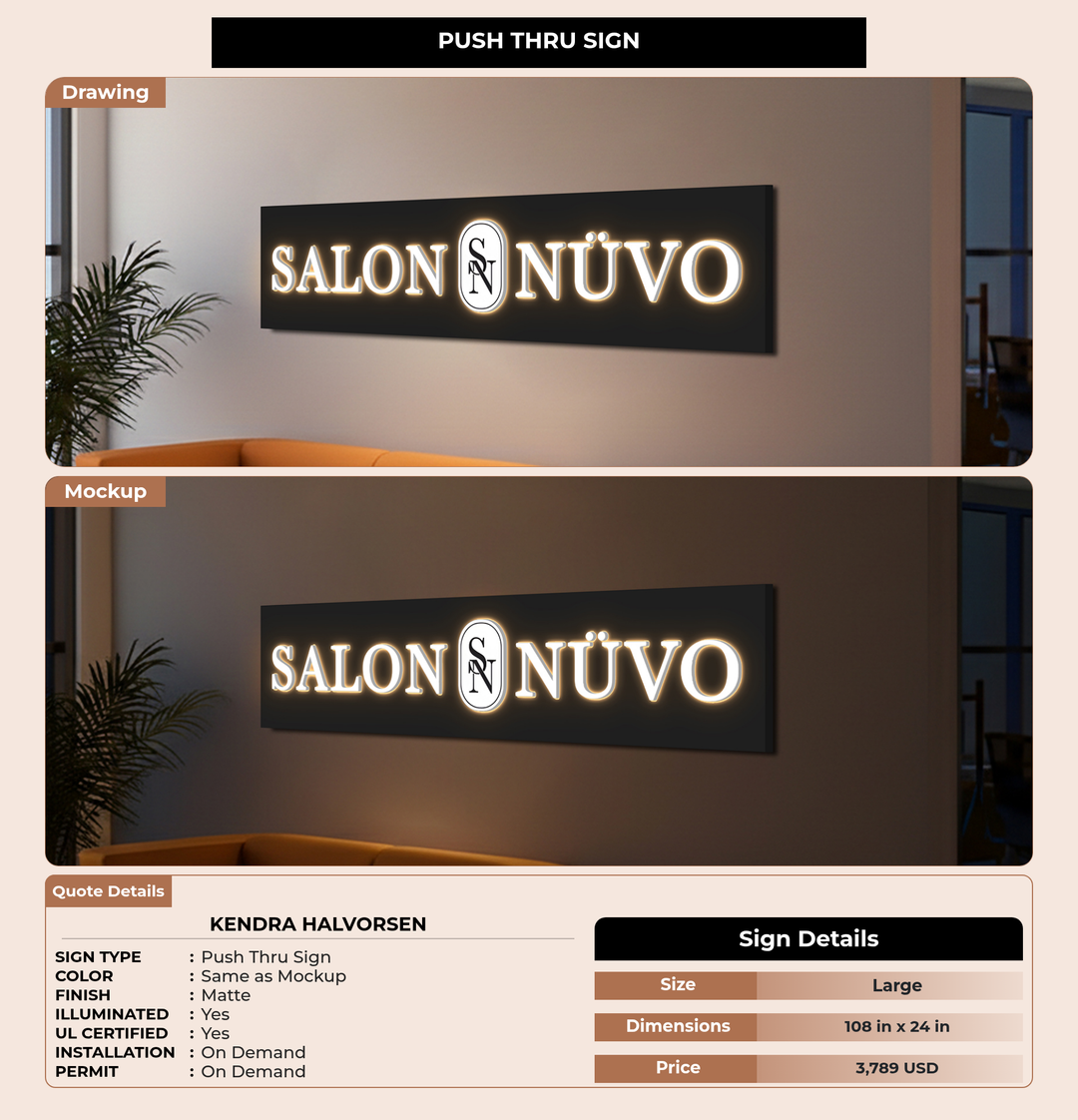 CUSTOM MOCKUP SIGN FOR Kendra Halvorsen
