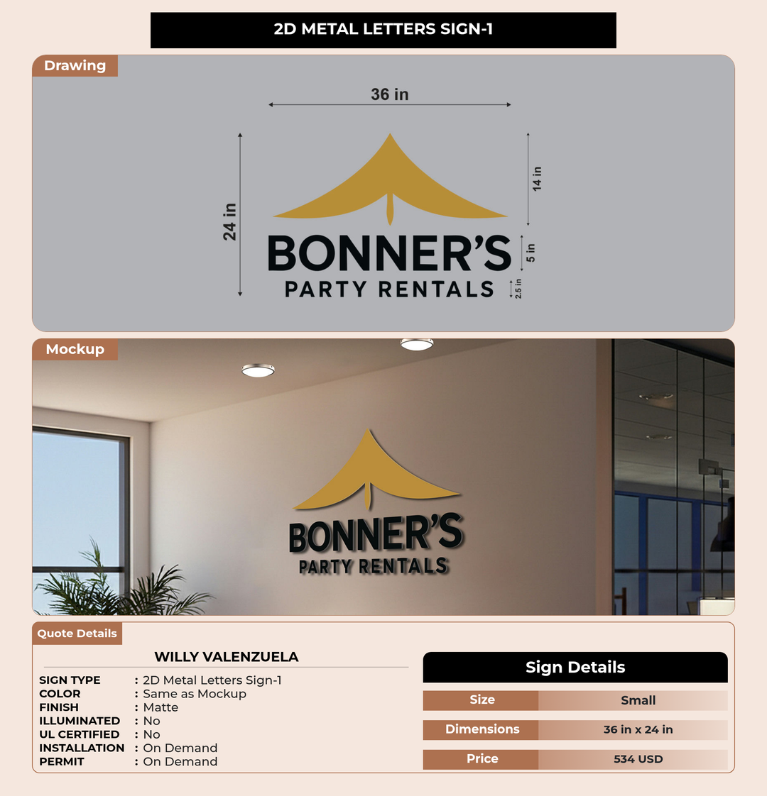 CUSTOM MOCKUP SIGN FOR Willy Valenzuela