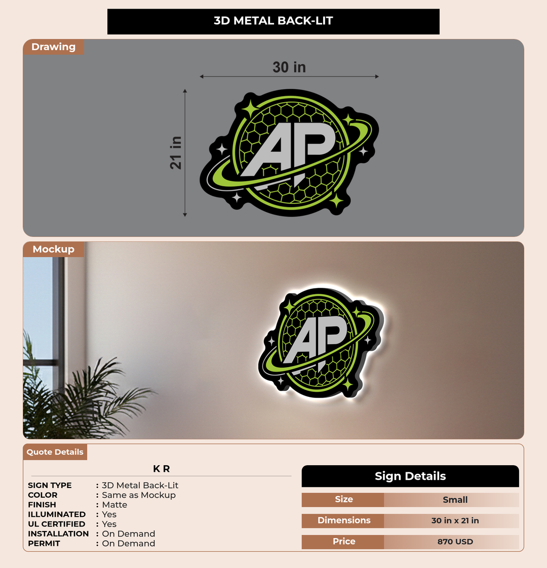 CUSTOM MOCKUP SIGN FOR K R