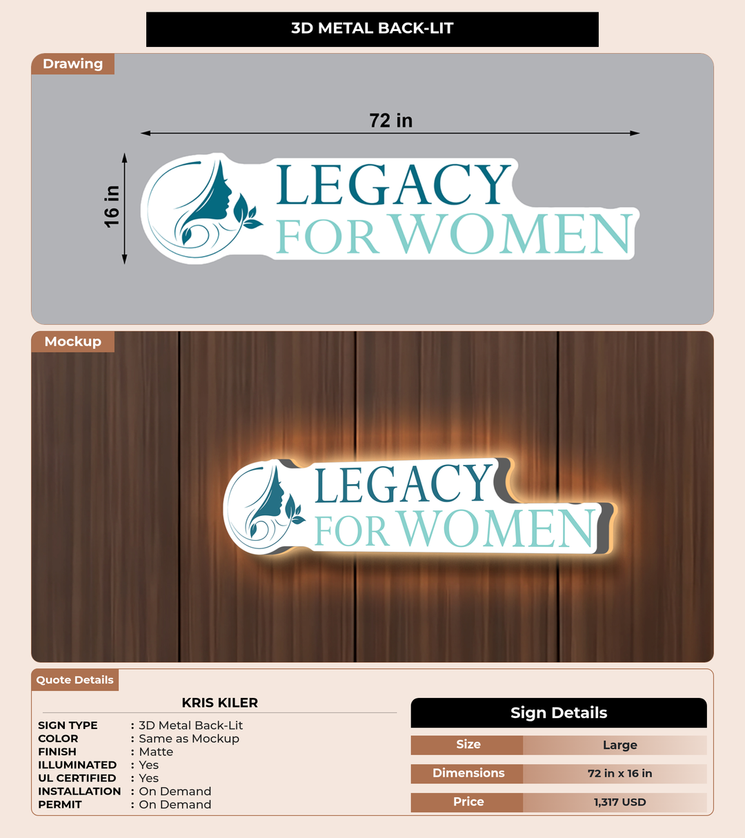 CUSTOM MOCKUP SIGN FOR Kris Kiler