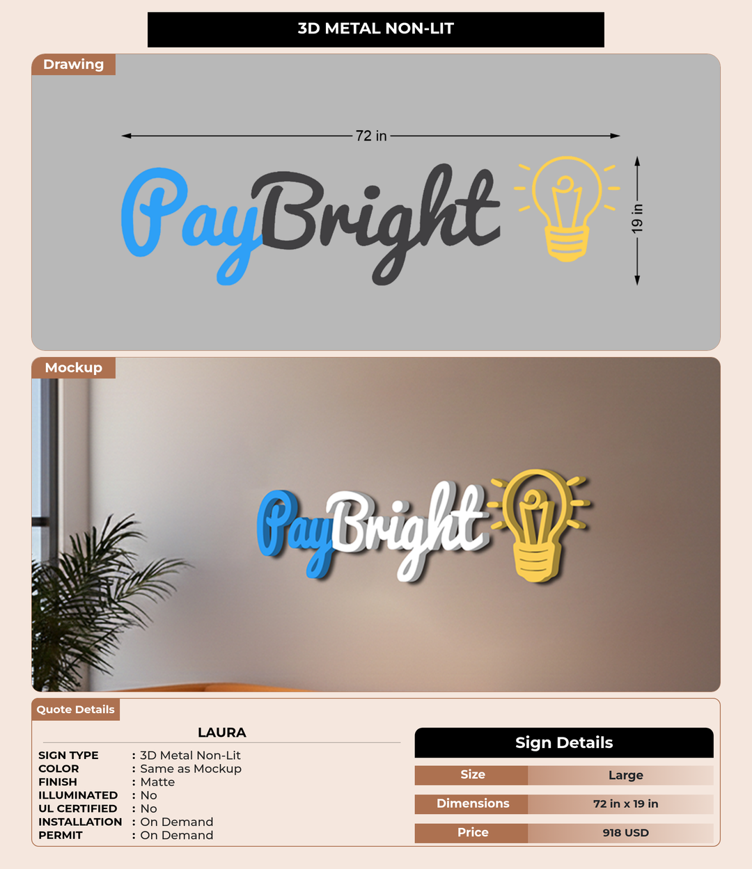CUSTOM MOCKUP SIGN FOR Laura