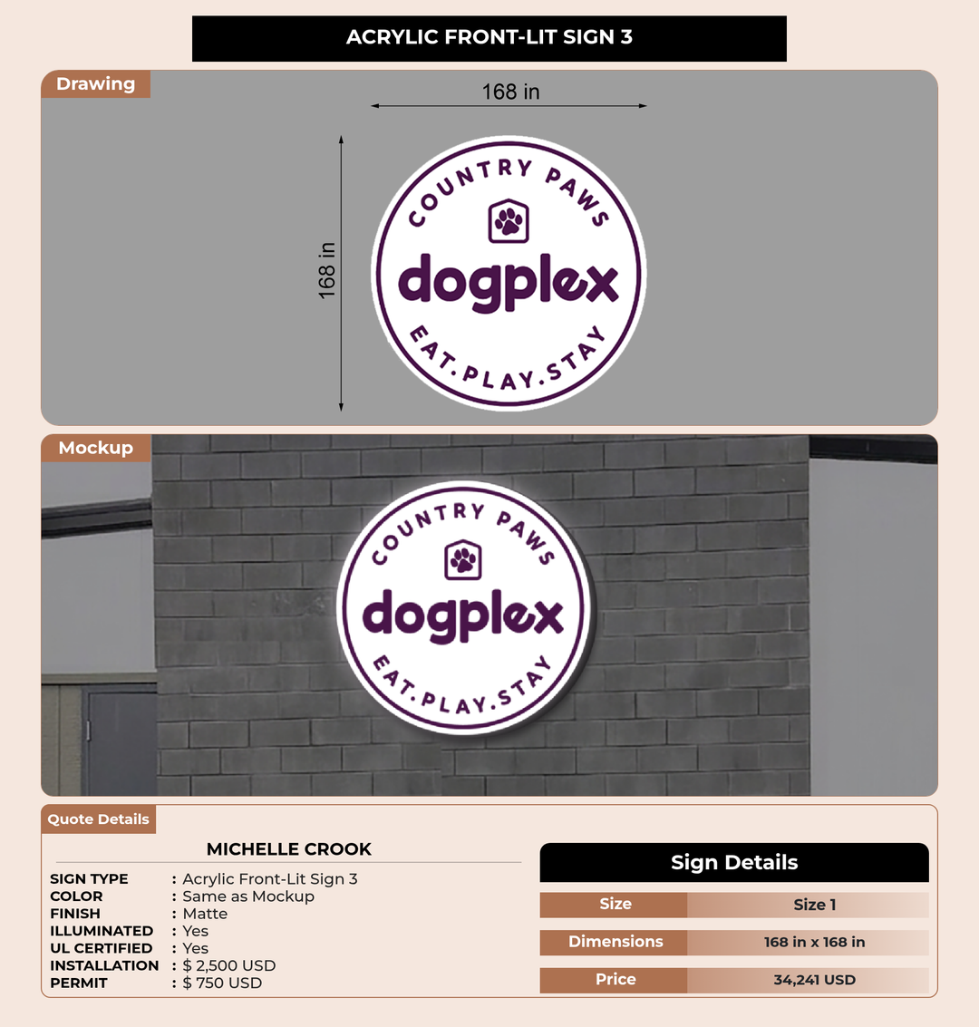 CUSTOM MOCKUP SIGN FOR Michelle Crook