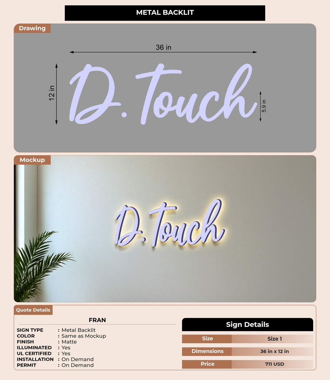 CUSTOM MOCKUP SIGN FOR Fran