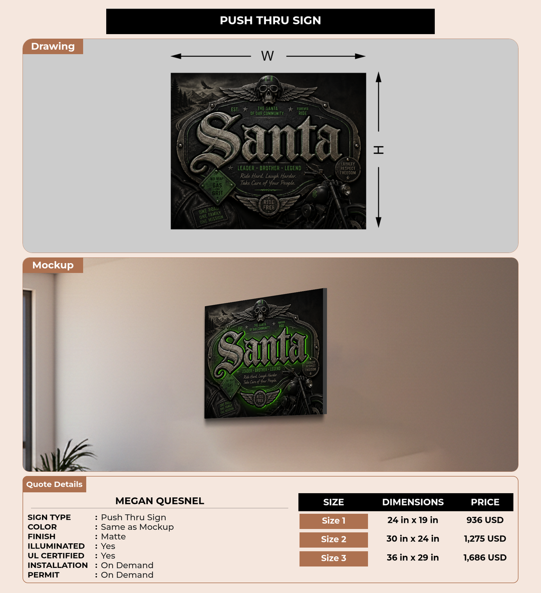 CUSTOM MOCKUP SIGN FOR Megan Quesnel