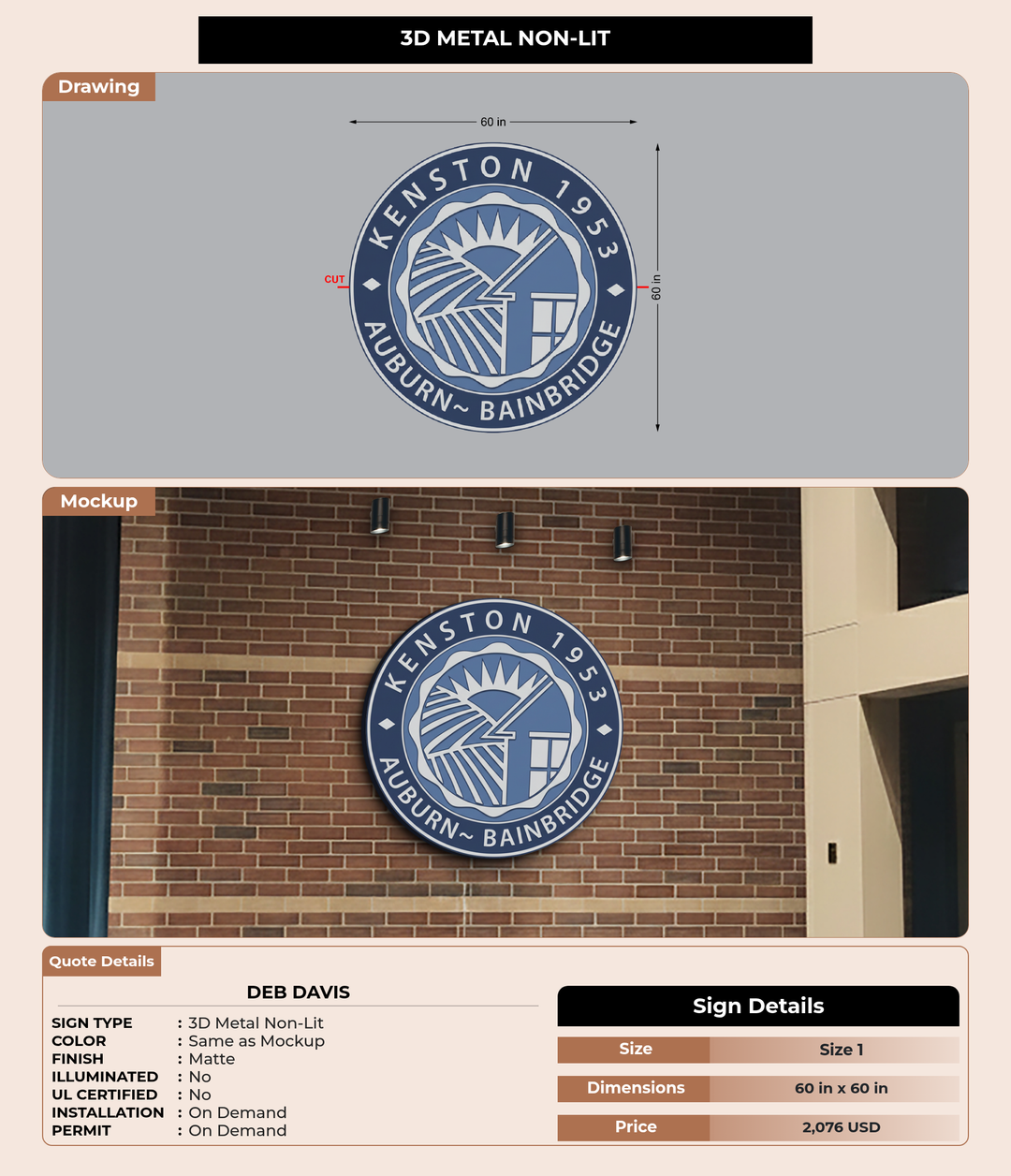 CUSTOM MOCKUP SIGN FOR deb davis