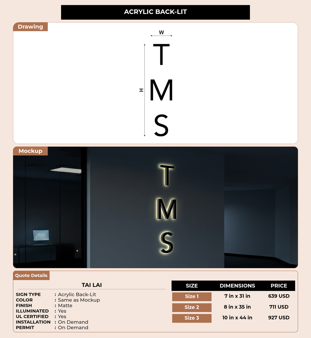 CUSTOM MOCKUP SIGN FOR Tai Lai