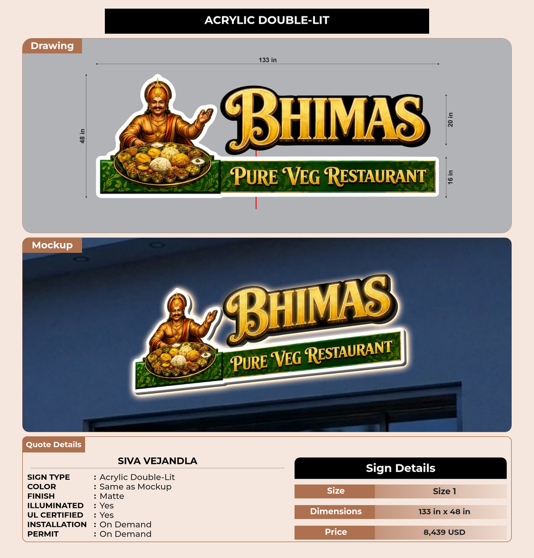 CUSTOM MOCKUP SIGN FOR Siva Vejandla