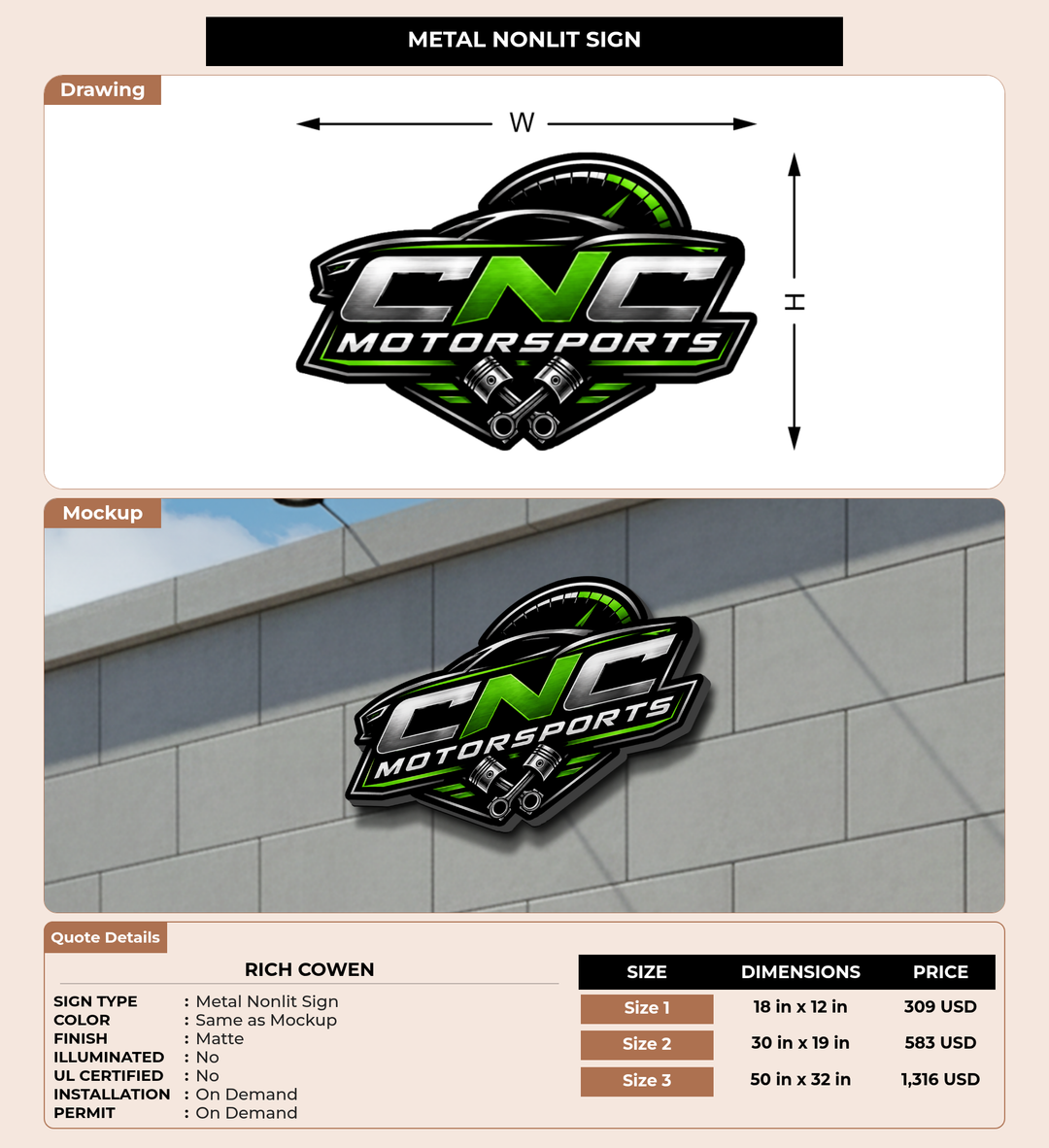 CUSTOM MOCKUP SIGN FOR Rich Cowen