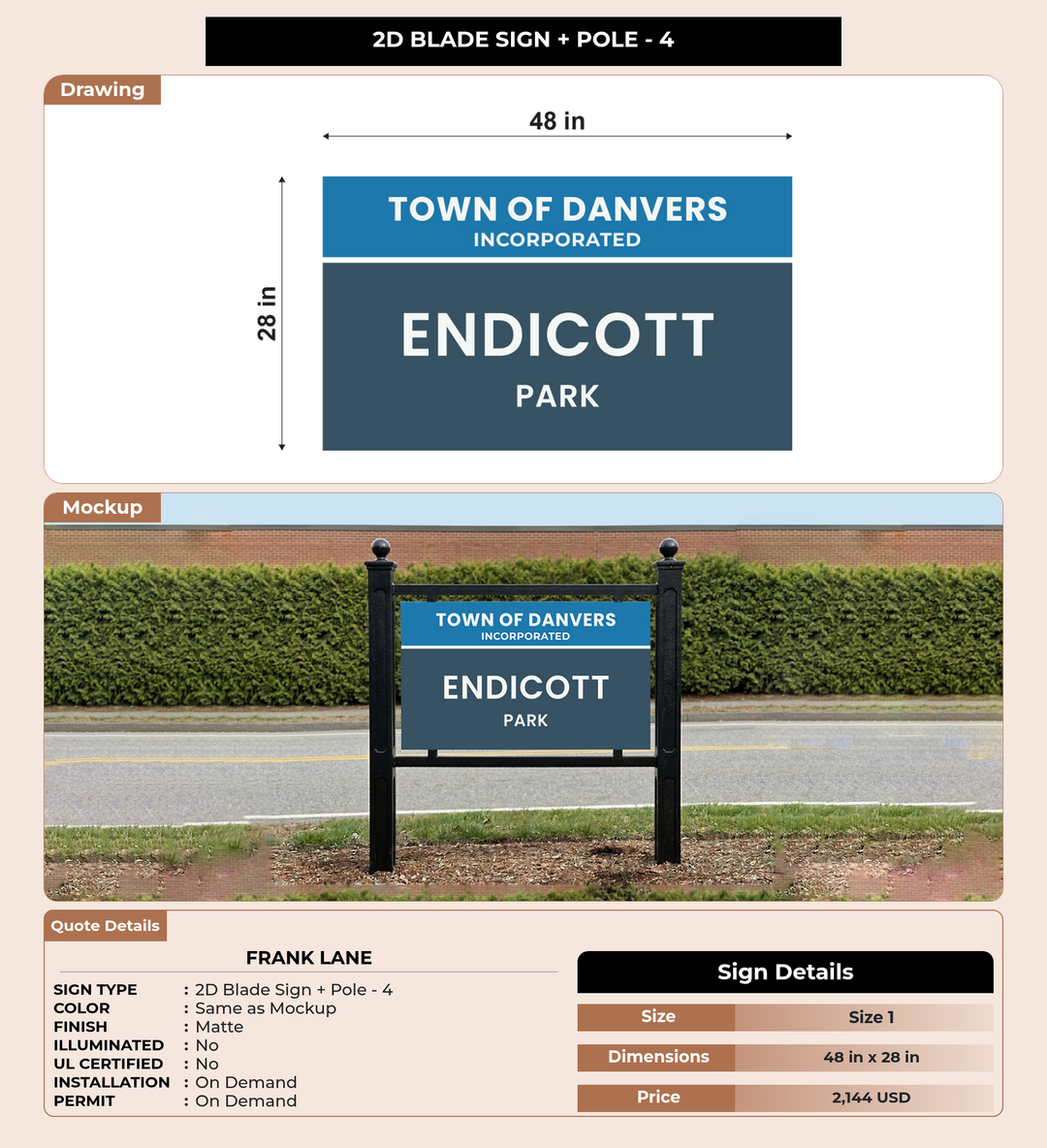 CUSTOM MOCKUP SIGN FOR Frank Lane
