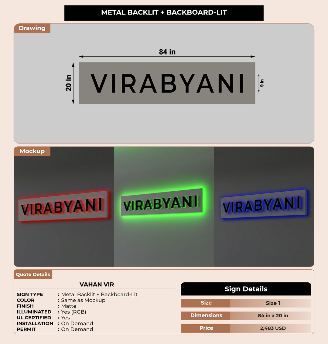 CUSTOM MOCKUP SIGN FOR Vahan Vir