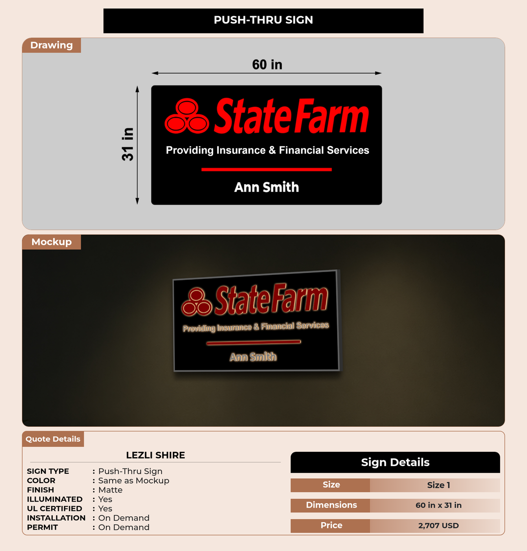 CUSTOM MOCKUP SIGN FOR Lezli Shire