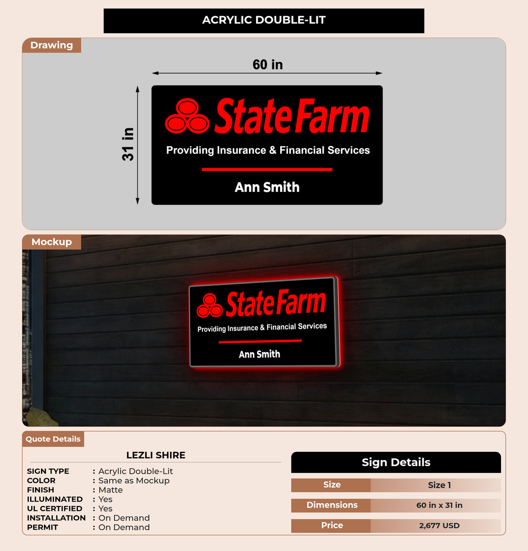 CUSTOM MOCKUP SIGN FOR Lezli Shire