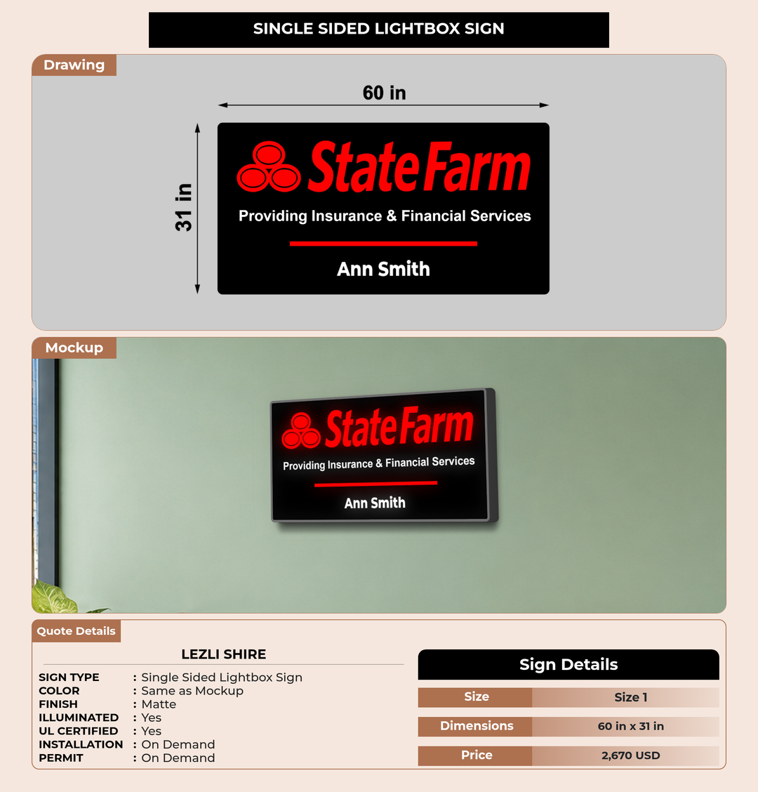 CUSTOM MOCKUP SIGN FOR Lezli Shire