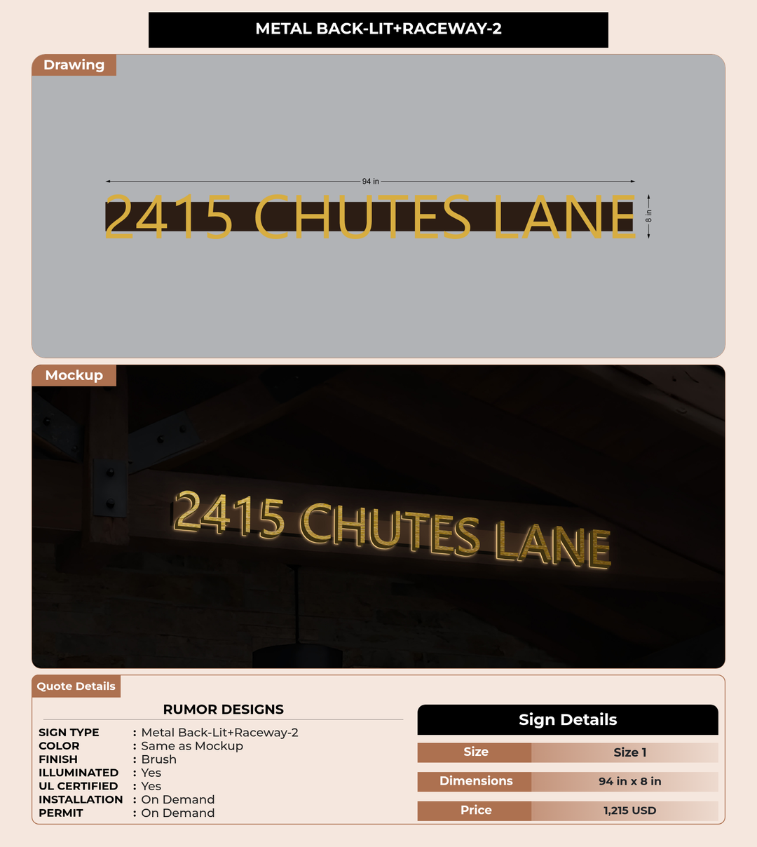 CUSTOM MOCKUP SIGN FOR Rumor Designs
