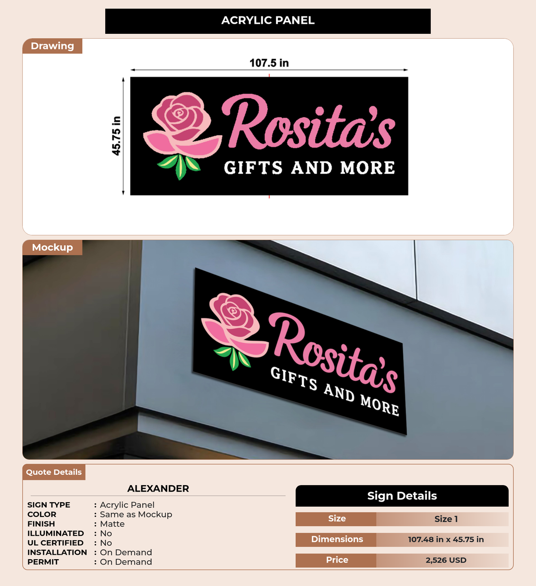 CUSTOM MOCKUP SIGN FOR Alexander