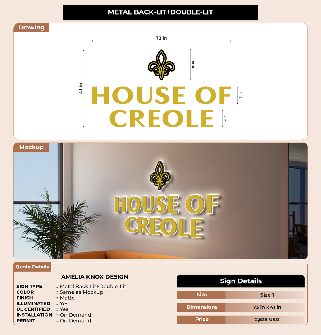 CUSTOM MOCKUP SIGN FOR Amelia Knox Design