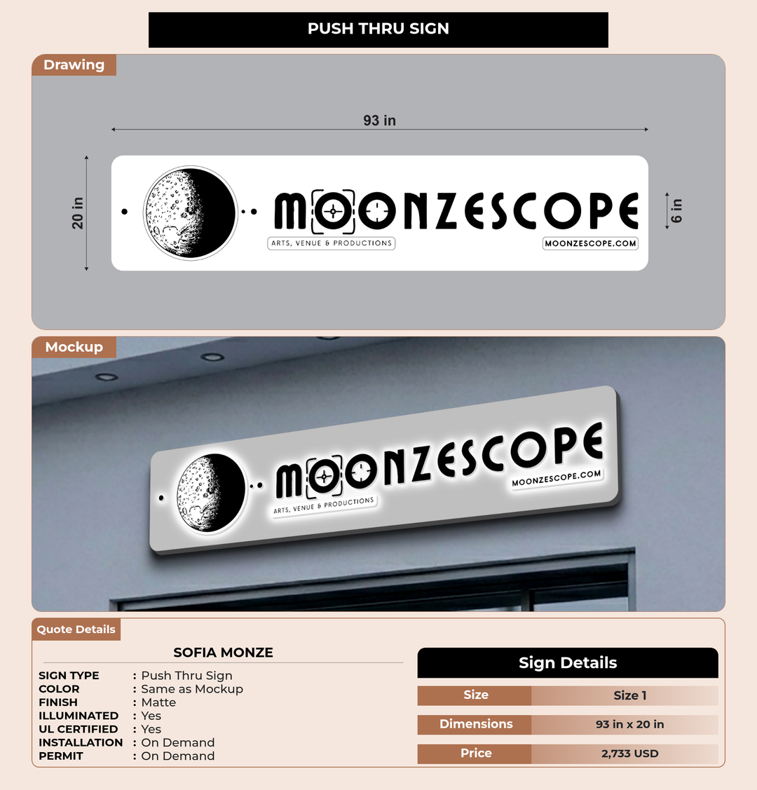 CUSTOM MOCKUP SIGN FOR Sofia Monze