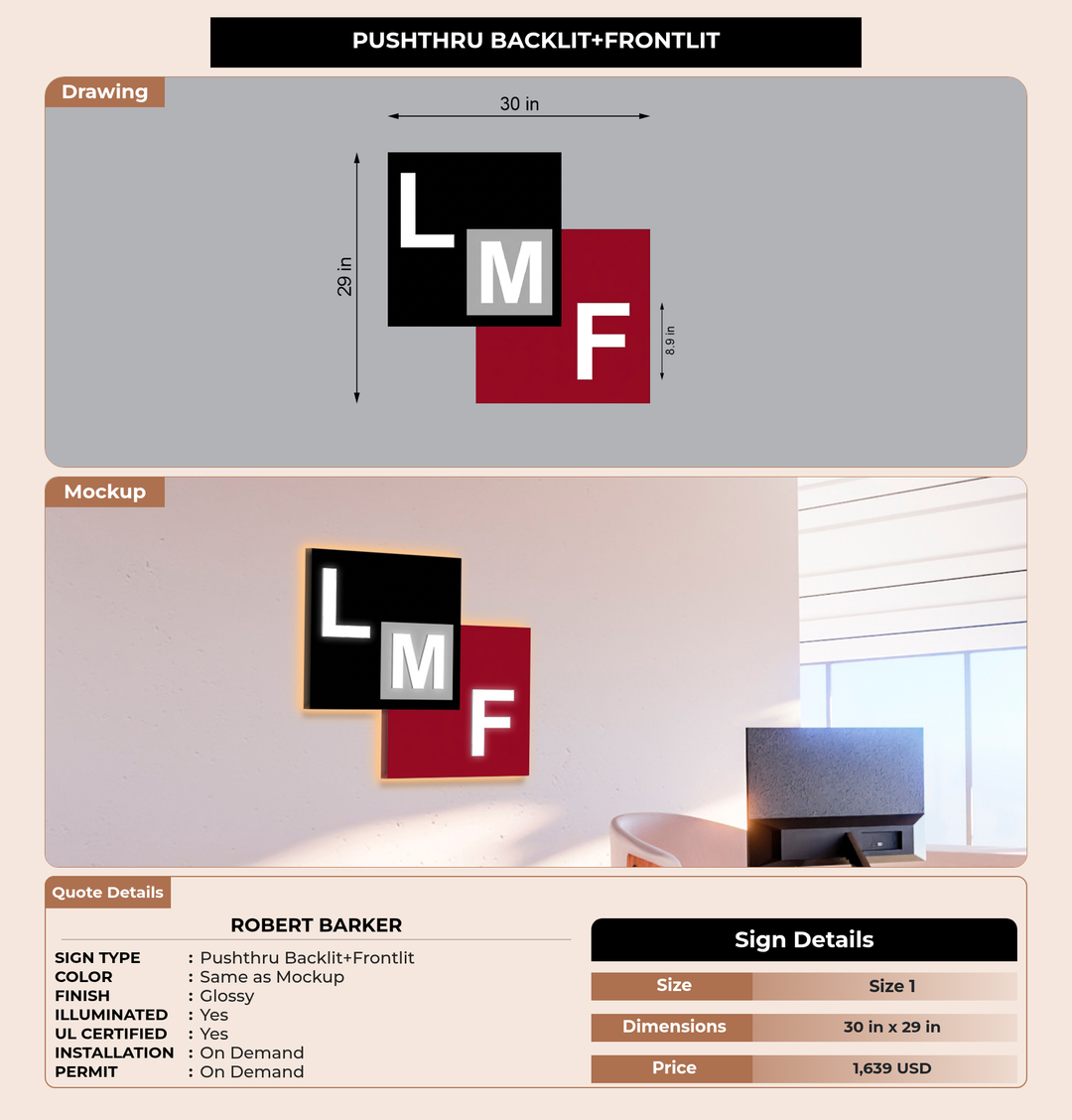 CUSTOM MOCKUP SIGN FOR Robert Barker