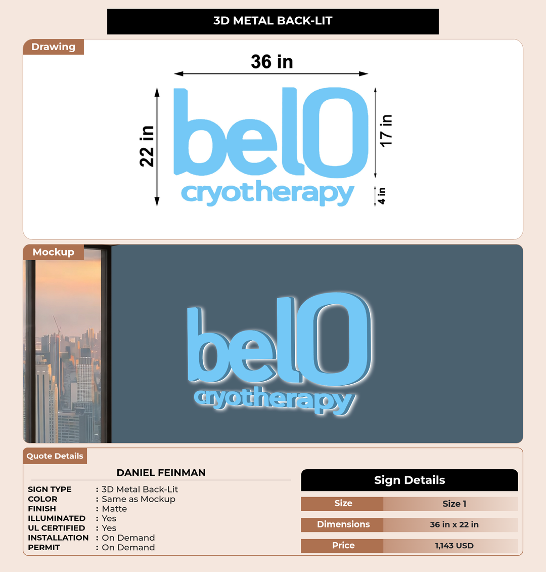 CUSTOM MOCKUP SIGN FOR Daniel Feinman