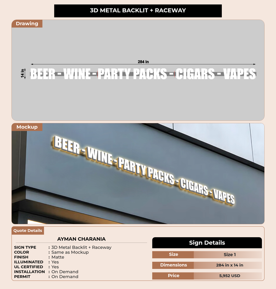 CUSTOM MOCKUP SIGN FOR Ayman Charania