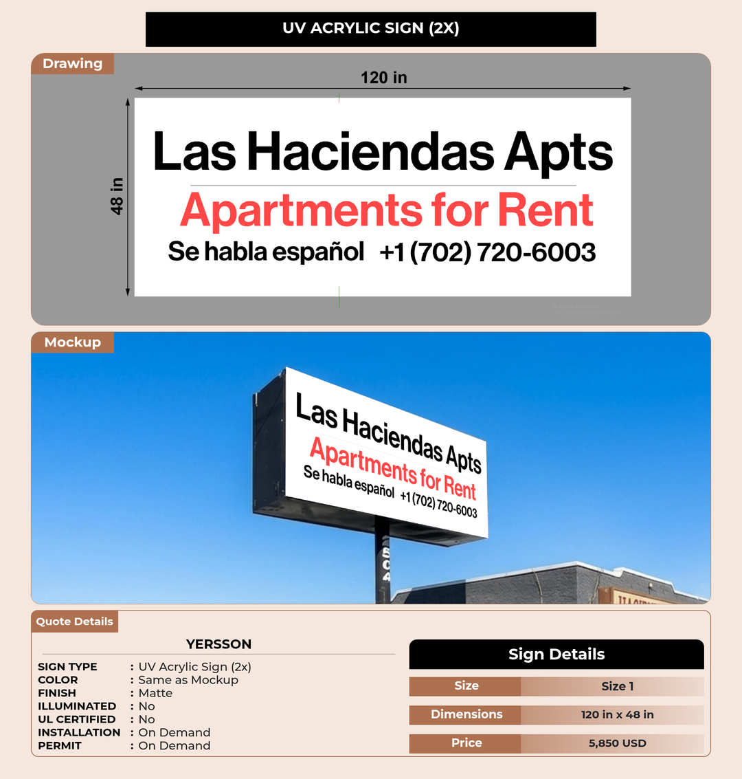 CUSTOM MOCKUP SIGN FOR Yersson