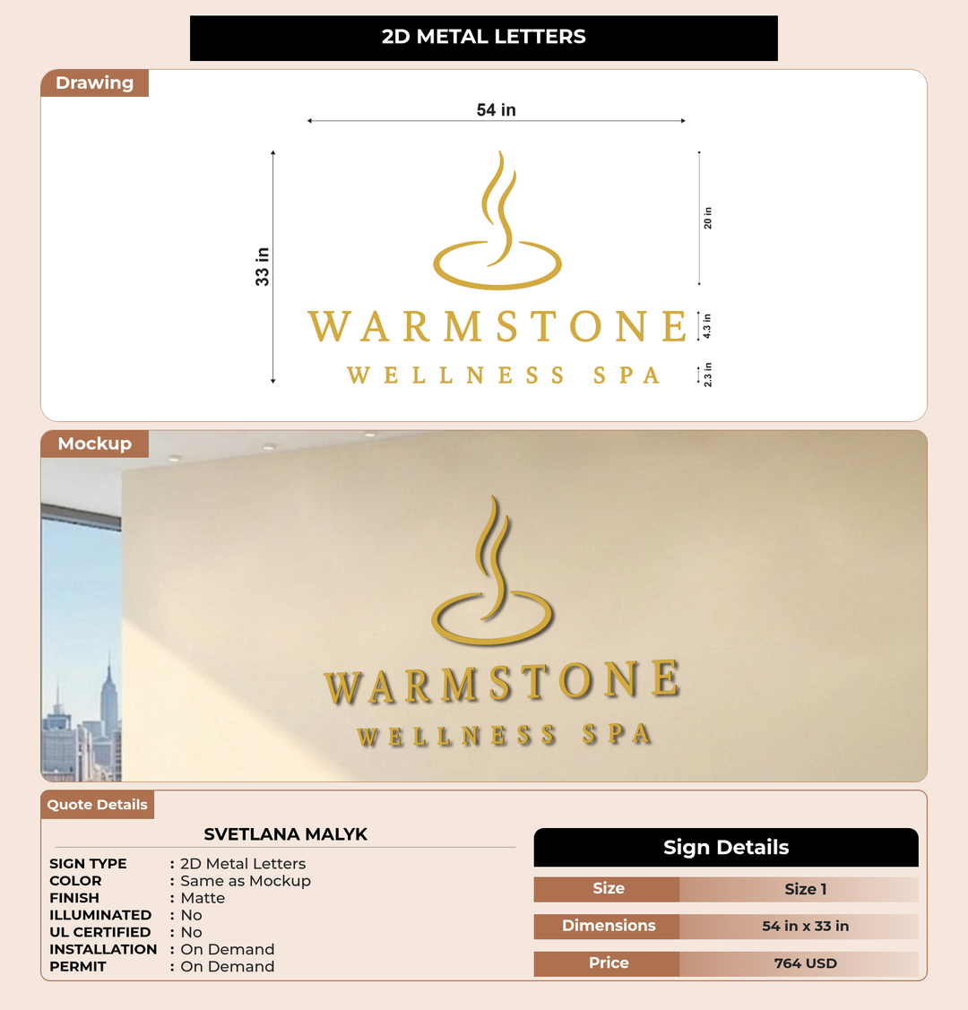 CUSTOM MOCKUP SIGN FOR SVETLANA MALYK
