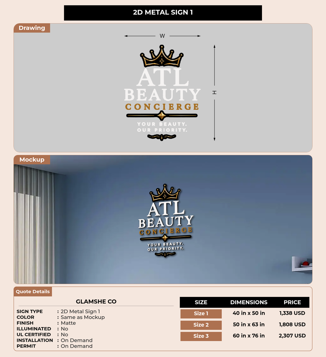 CUSTOM MOCKUP SIGN FOR GlamShe Co