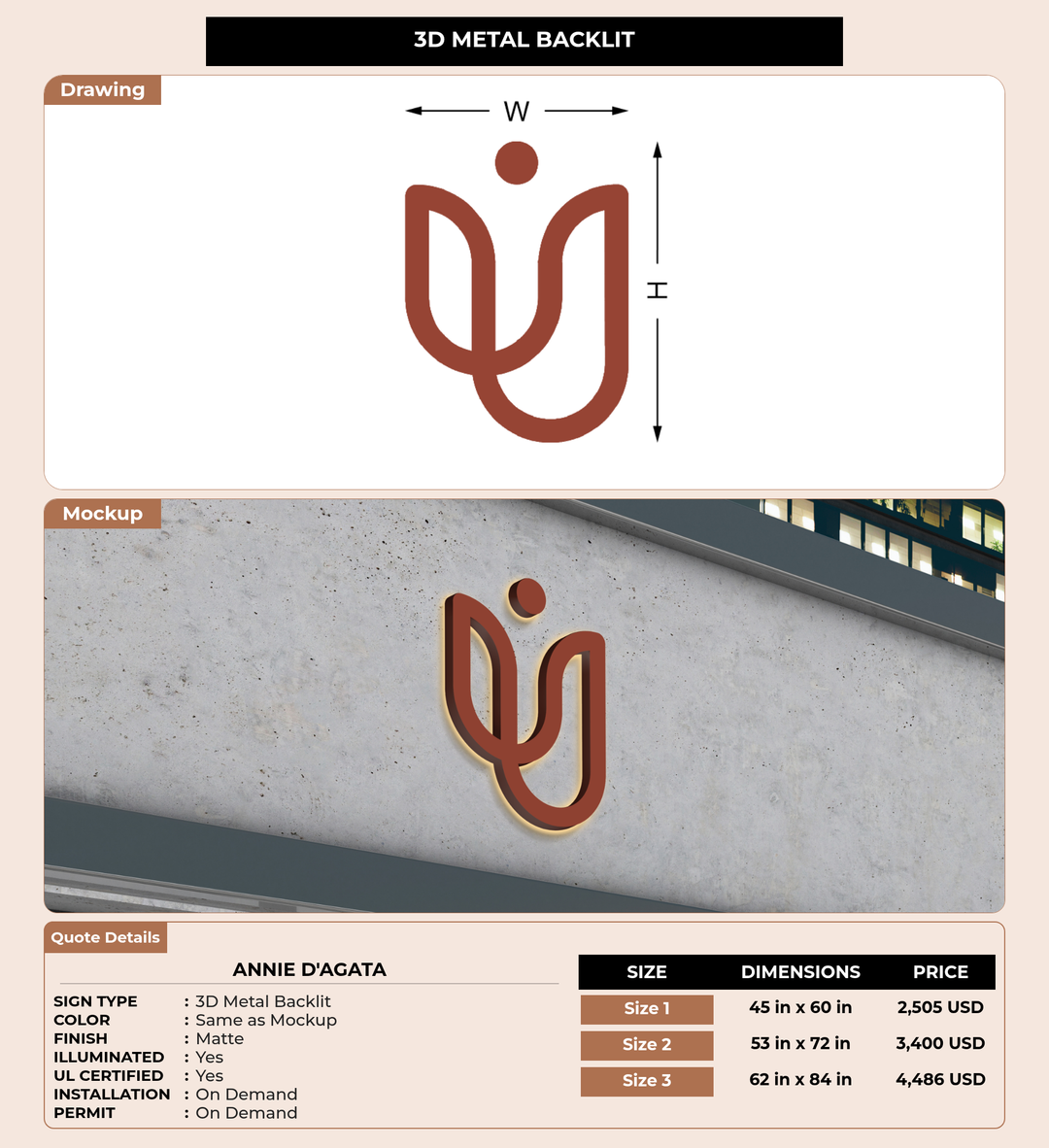 CUSTOM MOCKUP SIGN FOR Annie D&