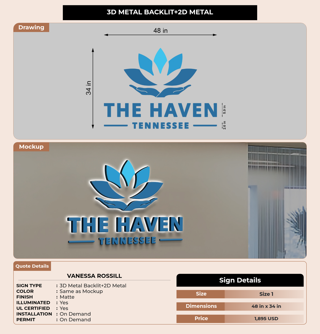 CUSTOM MOCKUP SIGN FOR Vanessa Rossill