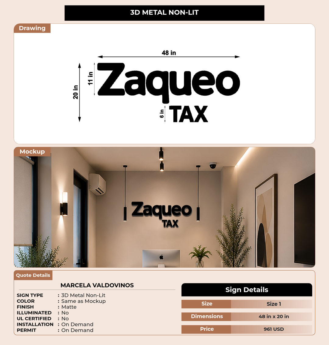 CUSTOM MOCKUP SIGN FOR Marcela Valdovinos