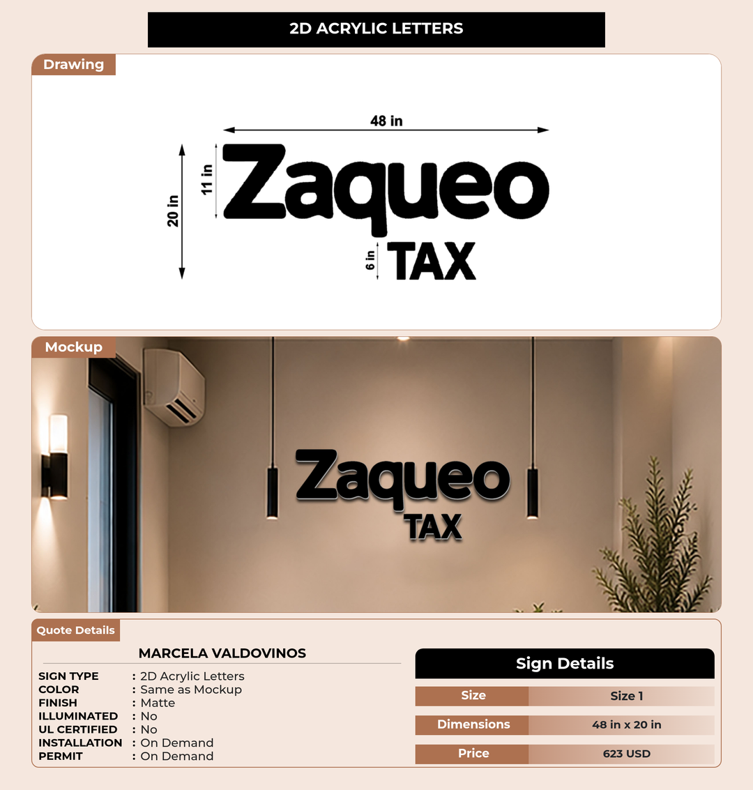 CUSTOM MOCKUP SIGN FOR Marcela Valdovinos