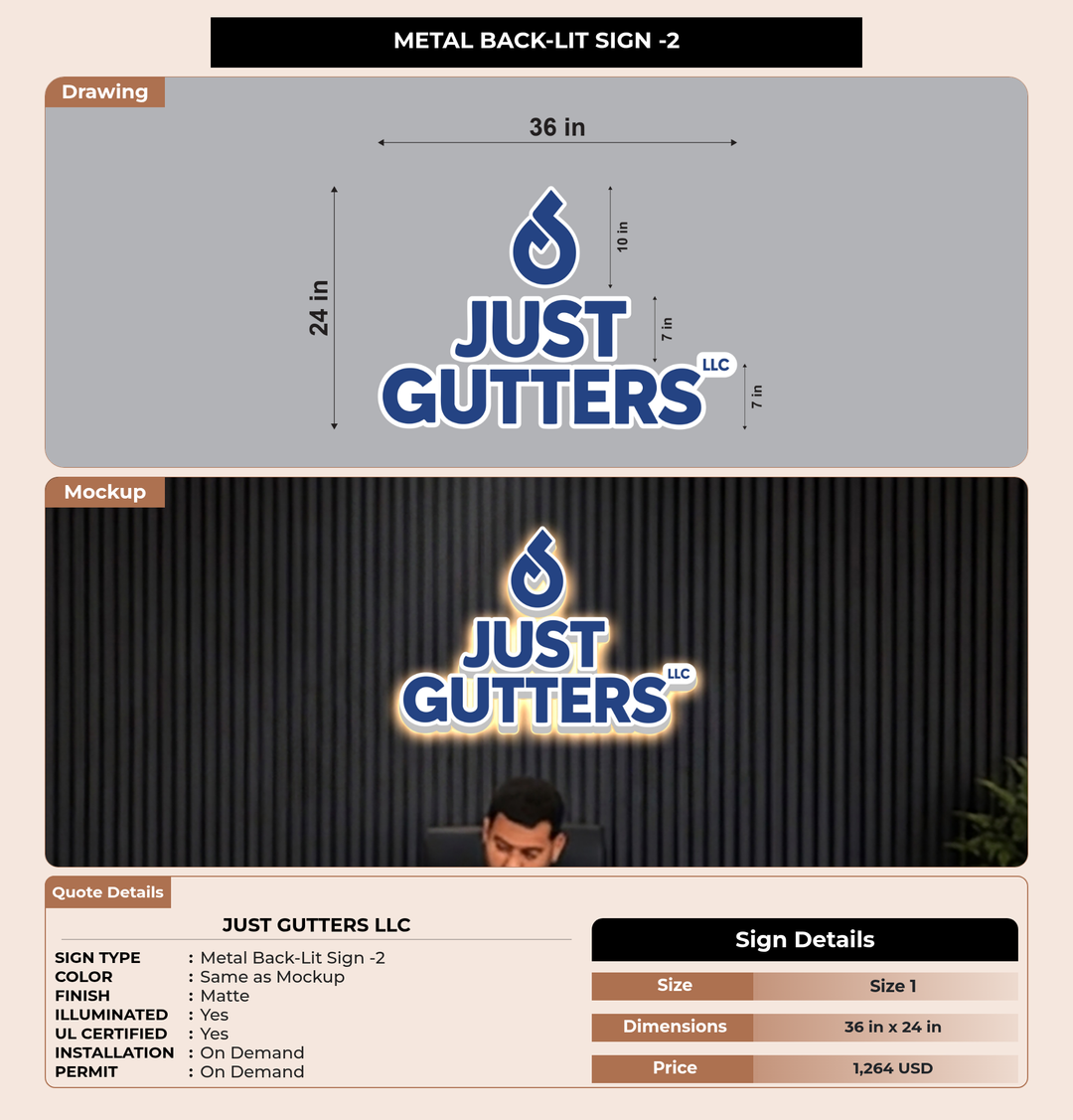CUSTOM MOCKUP SIGN FOR Just Gutters LLC