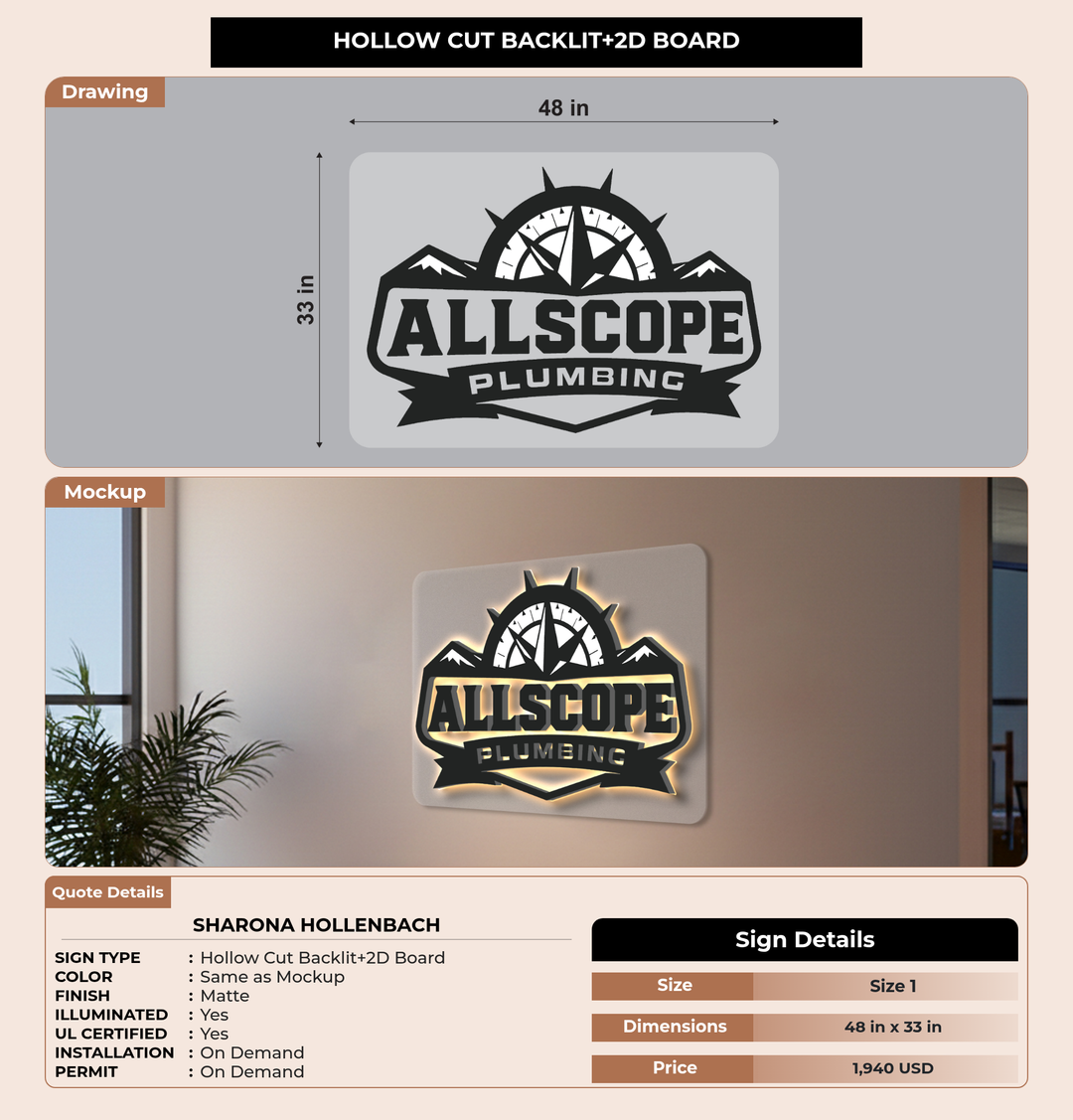 CUSTOM MOCKUP SIGN FOR Sharona Hollenbach