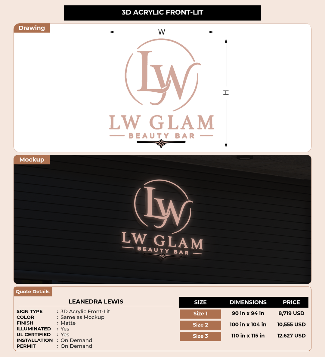 CUSTOM MOCKUP SIGN FOR Leanedra Lewis