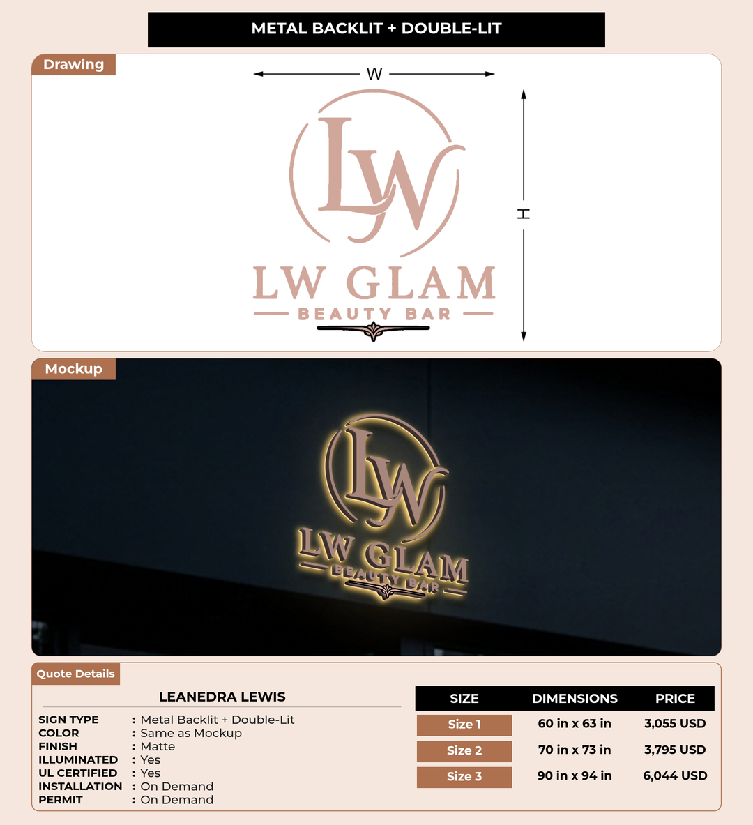 CUSTOM MOCKUP SIGN FOR Leanedra Lewis